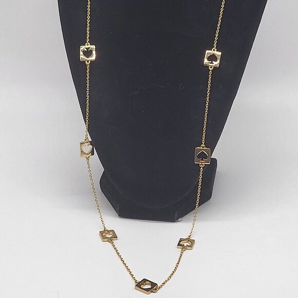 Kate Spade New York Hole Punch Cut out Gold Tone Long Necklace - Picture 3 of 12